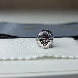 NWT NINGAN Minnie Mickey Mouse Sterling Silver Charm Disney Rhinestones